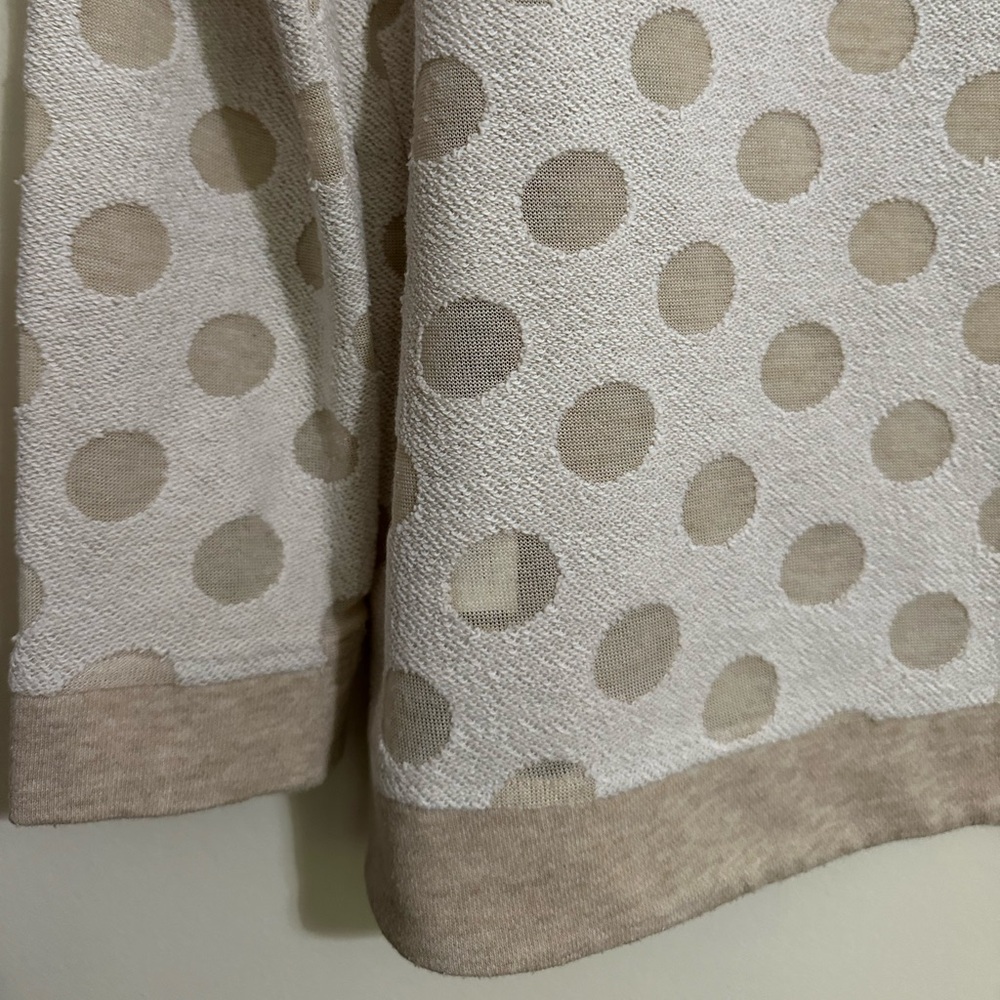 Kenzie Pieces Cream & Beige Polka-dot French Terry Pullover Top, Size L - Picture 6 of 10